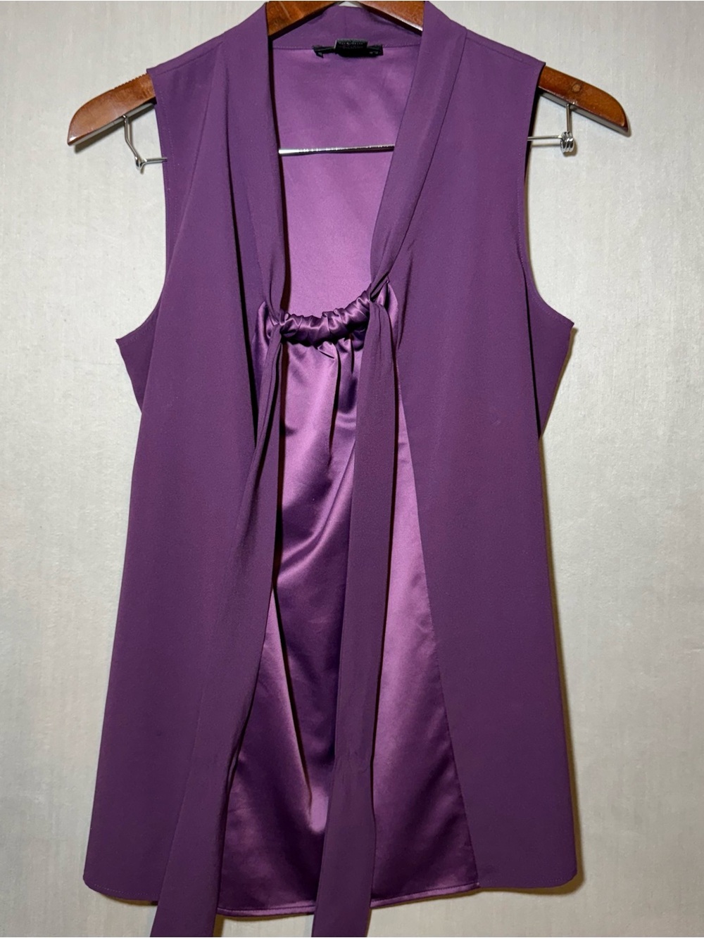 Anne Taylor Purple Sleeveless Dual Fabric  Blouse